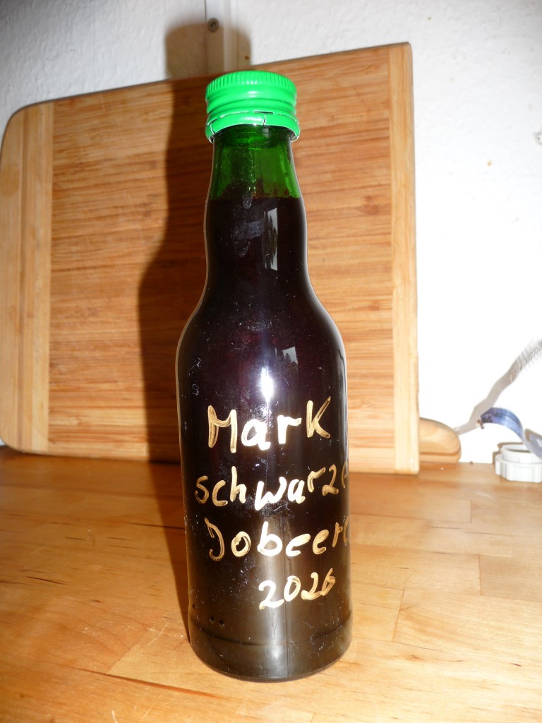 Mark von schwarzen Johannisbeeren abgefüllt in Flaschen